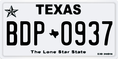 TX license plate BDP0937