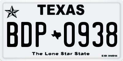 TX license plate BDP0938