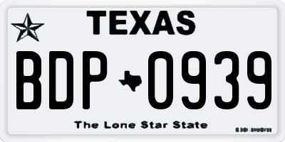 TX license plate BDP0939