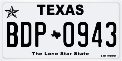 TX license plate BDP0943