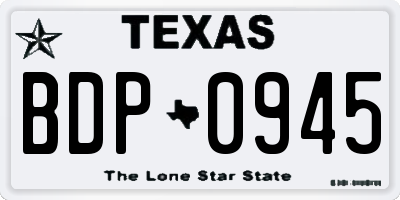 TX license plate BDP0945