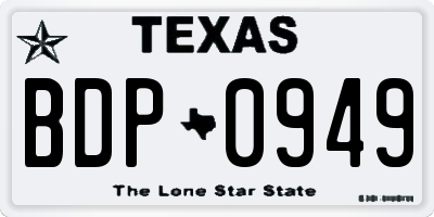 TX license plate BDP0949