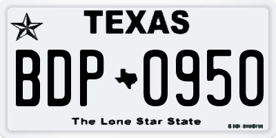 TX license plate BDP0950