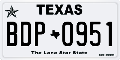 TX license plate BDP0951