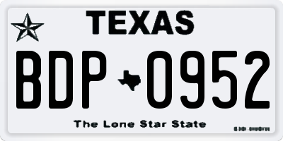 TX license plate BDP0952