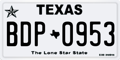 TX license plate BDP0953