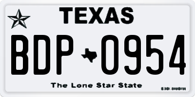 TX license plate BDP0954