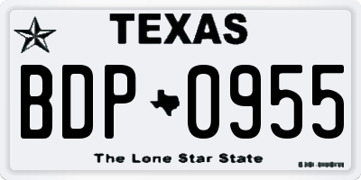 TX license plate BDP0955