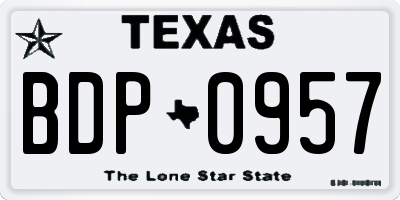 TX license plate BDP0957