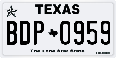TX license plate BDP0959