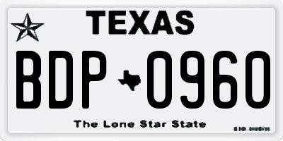 TX license plate BDP0960
