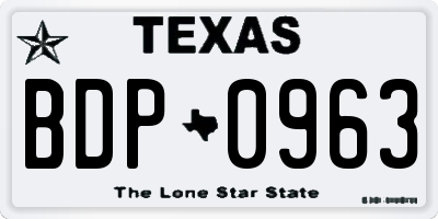 TX license plate BDP0963