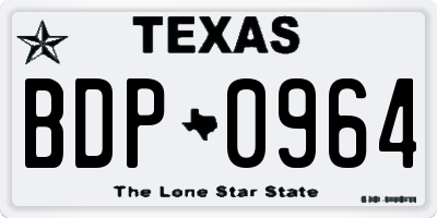 TX license plate BDP0964