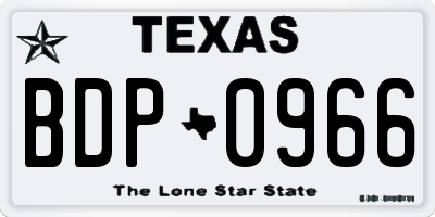 TX license plate BDP0966