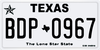 TX license plate BDP0967