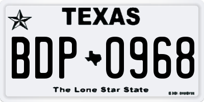 TX license plate BDP0968