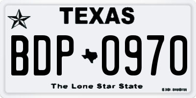 TX license plate BDP0970