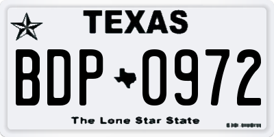 TX license plate BDP0972
