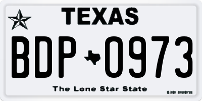 TX license plate BDP0973