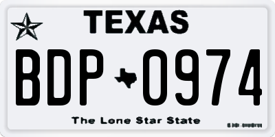 TX license plate BDP0974