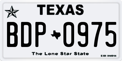 TX license plate BDP0975