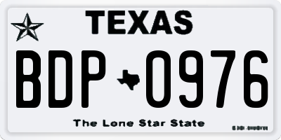TX license plate BDP0976