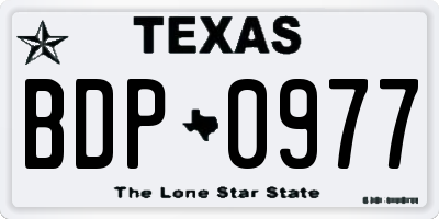 TX license plate BDP0977