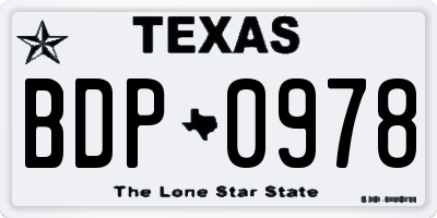 TX license plate BDP0978
