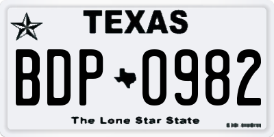 TX license plate BDP0982