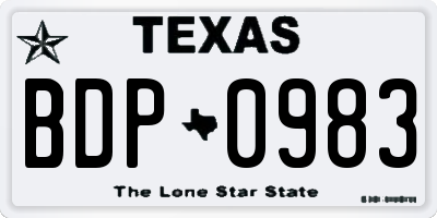TX license plate BDP0983