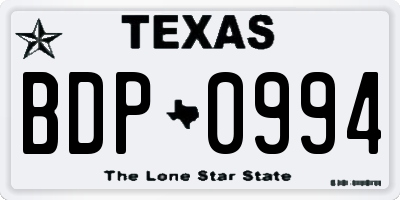 TX license plate BDP0994