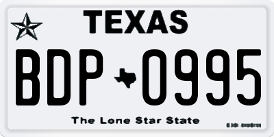 TX license plate BDP0995