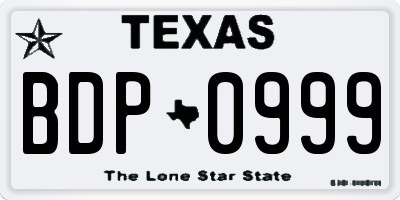 TX license plate BDP0999