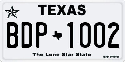 TX license plate BDP1002
