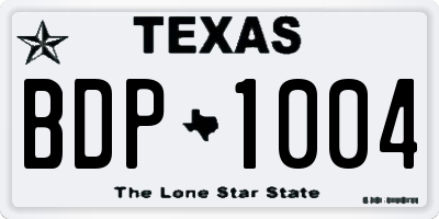 TX license plate BDP1004