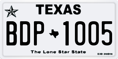 TX license plate BDP1005