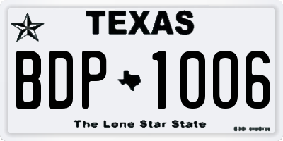 TX license plate BDP1006