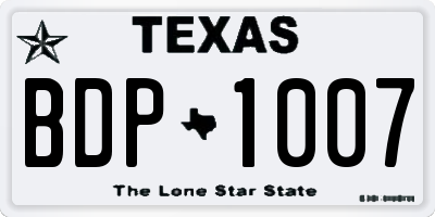 TX license plate BDP1007