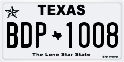 TX license plate BDP1008