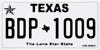TX license plate BDP1009