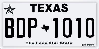TX license plate BDP1010