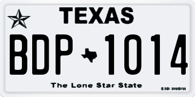 TX license plate BDP1014