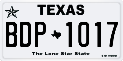 TX license plate BDP1017