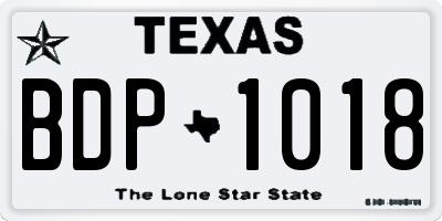 TX license plate BDP1018