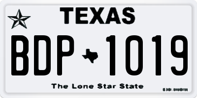 TX license plate BDP1019