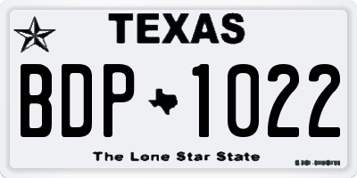 TX license plate BDP1022