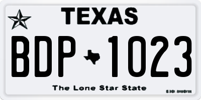 TX license plate BDP1023