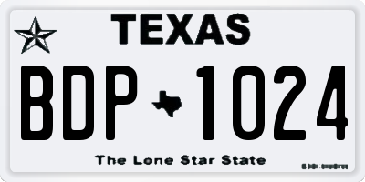 TX license plate BDP1024