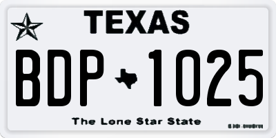 TX license plate BDP1025