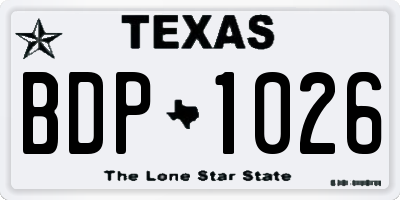TX license plate BDP1026